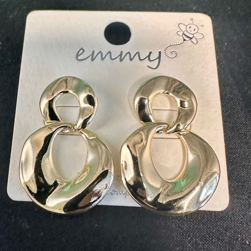Emmy Chunky Gold Sculptural Drop Earrings NWT
